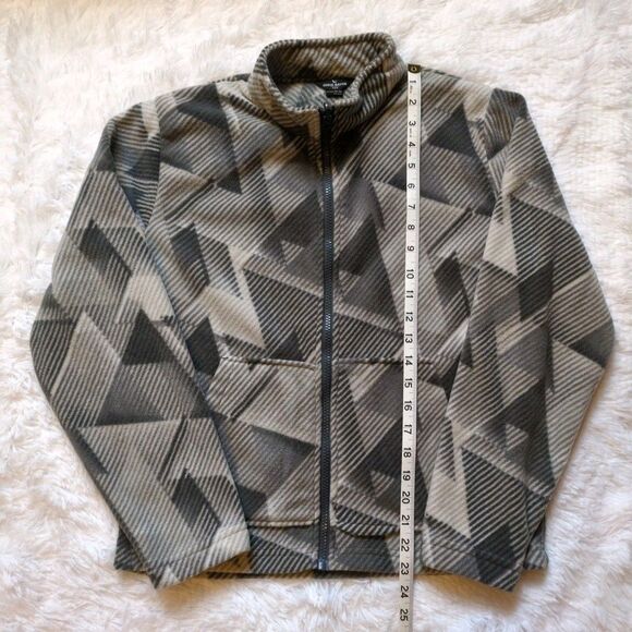 Eddie Bauer Kids Lone Peak Gray White Fleece Jacket Boys Large 14/16 Geometric - Picture 7 of 9